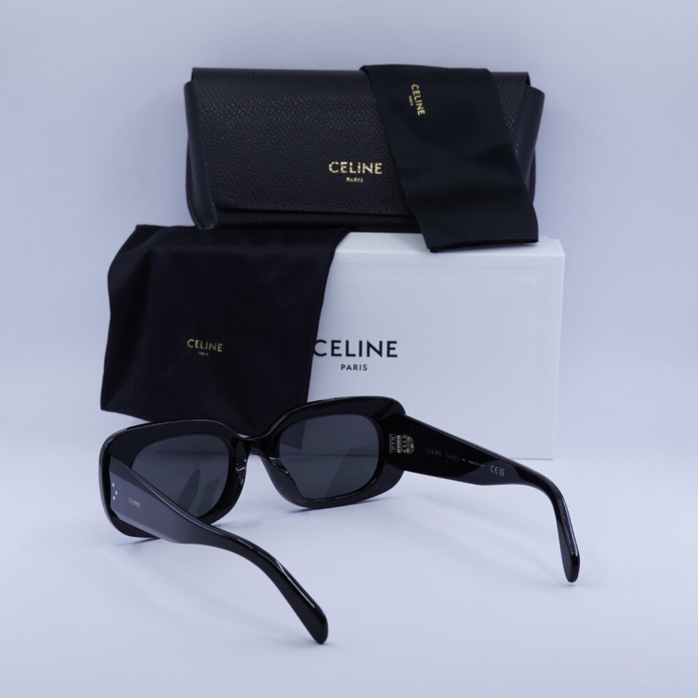 Celine CL40287U 01A Rectangle Sunglasses–Shiny Black\Grey - Picture 9 of 9